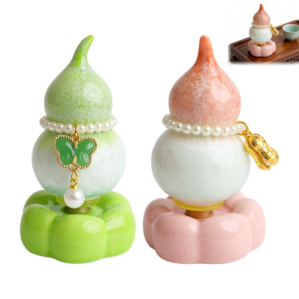 Ceramic Gourds Ornament with Exquisite Patterns For Car Or Desktop Decoration