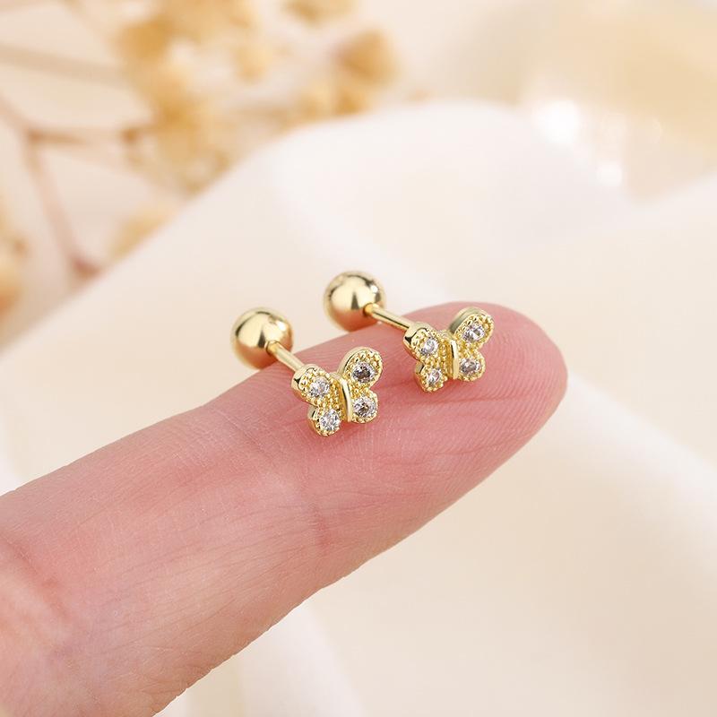 Exquisite Butterfly Cartilage Earring Small Screw Back Sleep Friendly Minimalist Helix Stud For Women Simple Jewelry