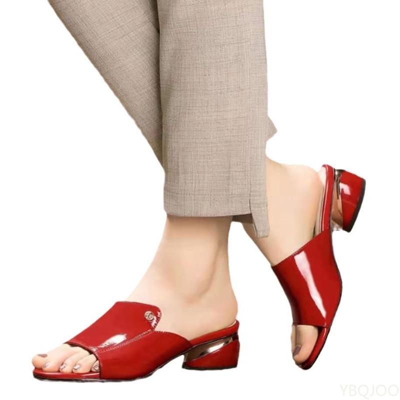 Solid color Summer Sexy soft-soled shoes Fashionable versatile women Peep Toe Slippers Sexy Comfortable High Heels Shoes