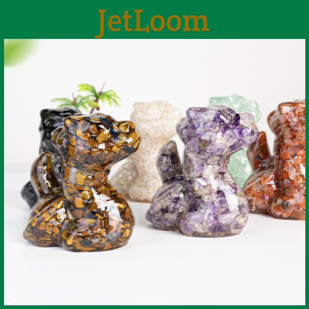 Resin Craft Animal Statue With Semiprecious Stones For Modern Desk Decor And Collectors