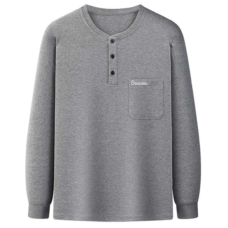 

[JHIJSC] t-shirt men s long sleeve spring cotton Plain color Fashionable Relaxing casual large size (JP, alphabet, 3XL, gray)