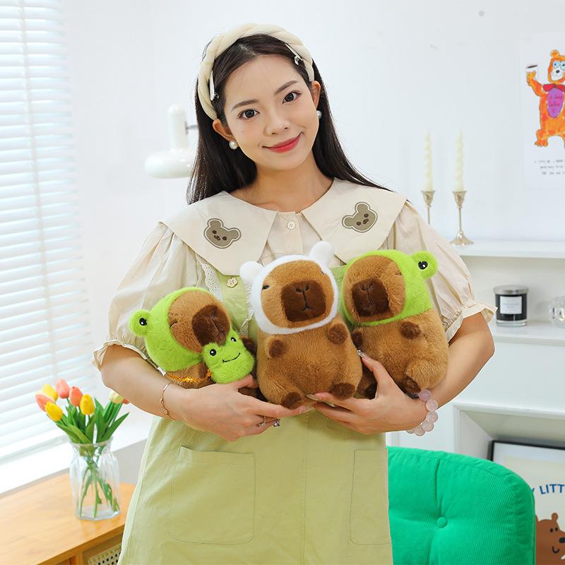 1 Piece Soft Simulation Doll Frog Transforms Capybara Plush Toys Rabbit Dinosaur Kapibala Anime Fluffty Toy Birthday Gift