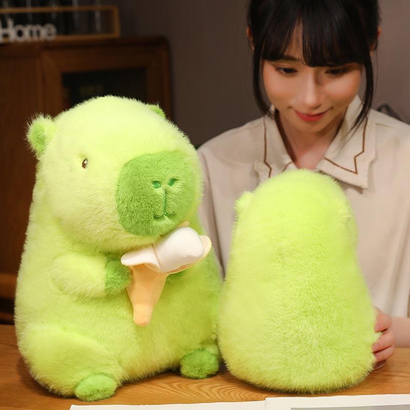 New banana green capybara doll plush toy green banana capybara doll kapibara throw pillow