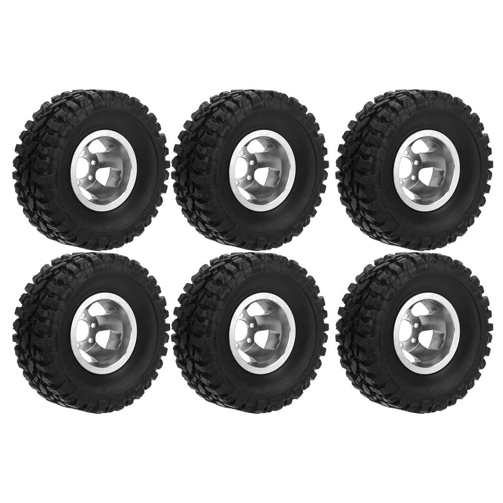RC Rubber Tires with Aluminum Alloy Wheel Hub for WPL C14 C24 C34 C44 B14 B24 B16 B36 4 Car Model