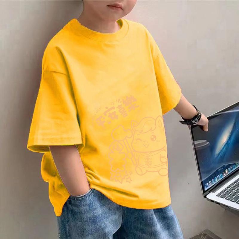 Children's Short Sleeved T-shirt Spring Festival Gift, Unisex Clothing for Boys, Infants, and Girls New Year's Gift