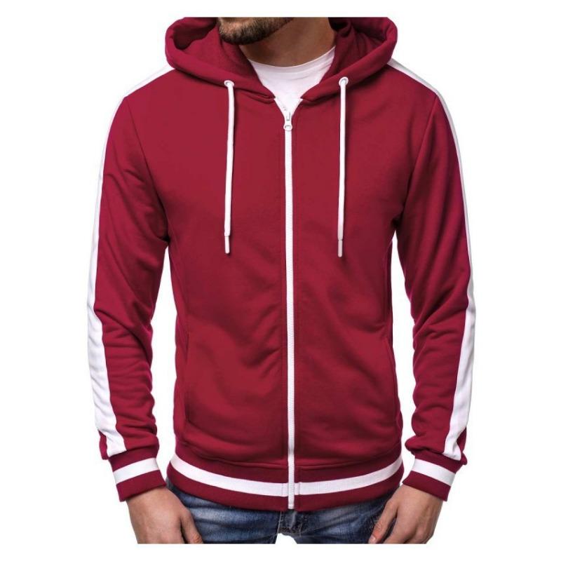 Повседневная толстовка с капюшоном на молнии мужская кардиган с цветными блоками XL бордовый 2130₽