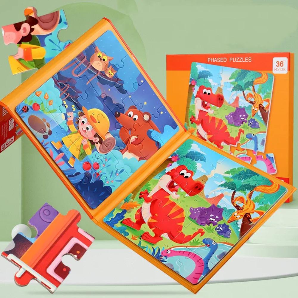 Magnetic Puzzles Portable Book Vehicle Ocean Dinosaur Jigsaw Montessori Early Education With Magnet Boys Girls Toys For Children