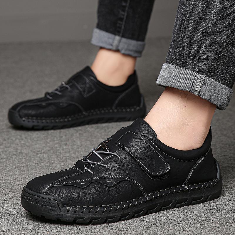 Four Seasons Men's Shoes Large Size Low Top Hand Stitching Fashion Men's Casual Leather Shoes Low Top Trendy Shoes