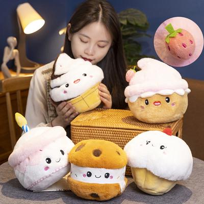 Cute Simulation Cake Plush Toy Kawaii Stuffed Food Strawberry Fruit Chocolate Cakes Doll Decor For Girls Children Birthday Gift