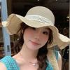 Wave Edge Lace Bow Straw Hat Women's Summer Big Brim Woven Hat Seaside Beach Vacation Sunshade Sun Protection Hat
