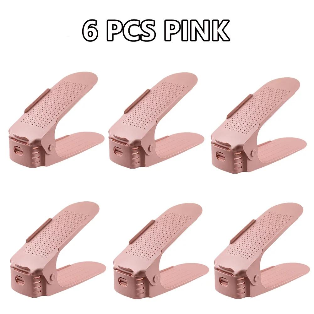 1/6Pcs Durable Adjustable Shoe Organizer Footwear Support Slot Space Saving Cabinet Closet Stand Shoes Storage Rack Shoebox