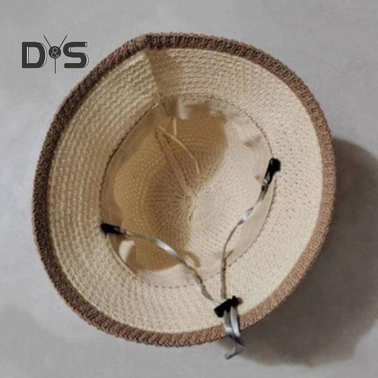 Summer Women Fisherman Hat Sun Protection Anti-UV Foldable Straw Hat Letter Decor Breathable Portable Camping Beach Travel Gardening Sun Cap