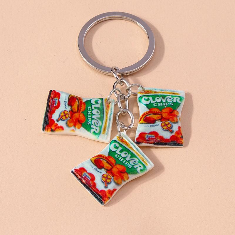 Fashion Resin Food Snacks Potato Chips Keychain for Women Handmade Keychains Car Key Handbag Pendant Jewelry Gifts