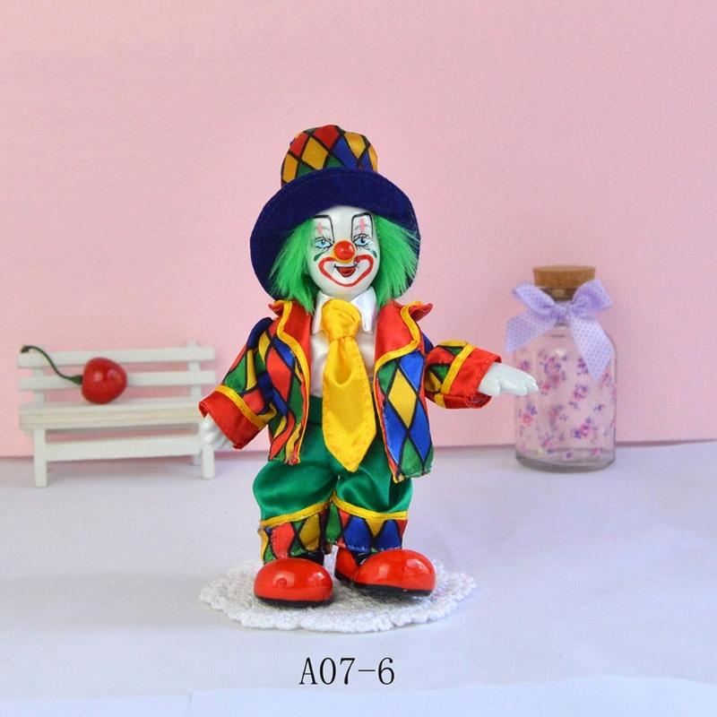 Porcelain Clown Figurine Doll Circus Entertainer Sculpture With Colorful Costume Great For Home Office Shelf Display
