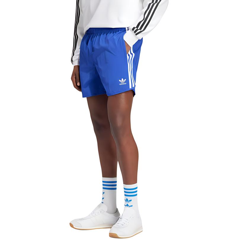 adidas Originals Adicolor Classics Solid Stripe Logo Print Comfortable Breathable Three-Quarter Casual Shorts Men Shorts Blue IZ2413