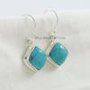 Kingman Turquoise Earrings, 925 Sterling Silver Ring, Square Earring, Handmade Earrings, Blue Gemstone Earring, Gift for Mother