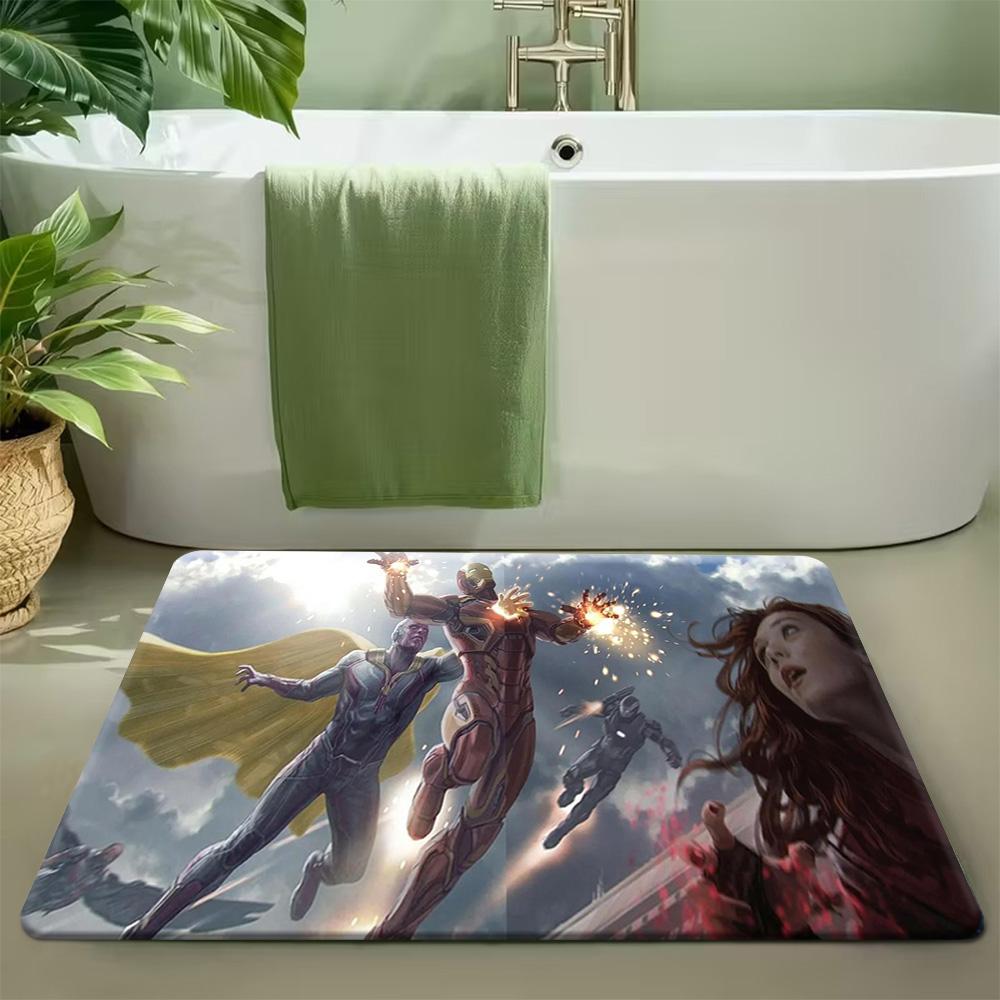 1pc MARVEL Spiderman Shoots Web Bath Mat & Rug Suitable for Bathroom, Kitchen, Bedroom Entrance - Large Non-Slip Flannel with