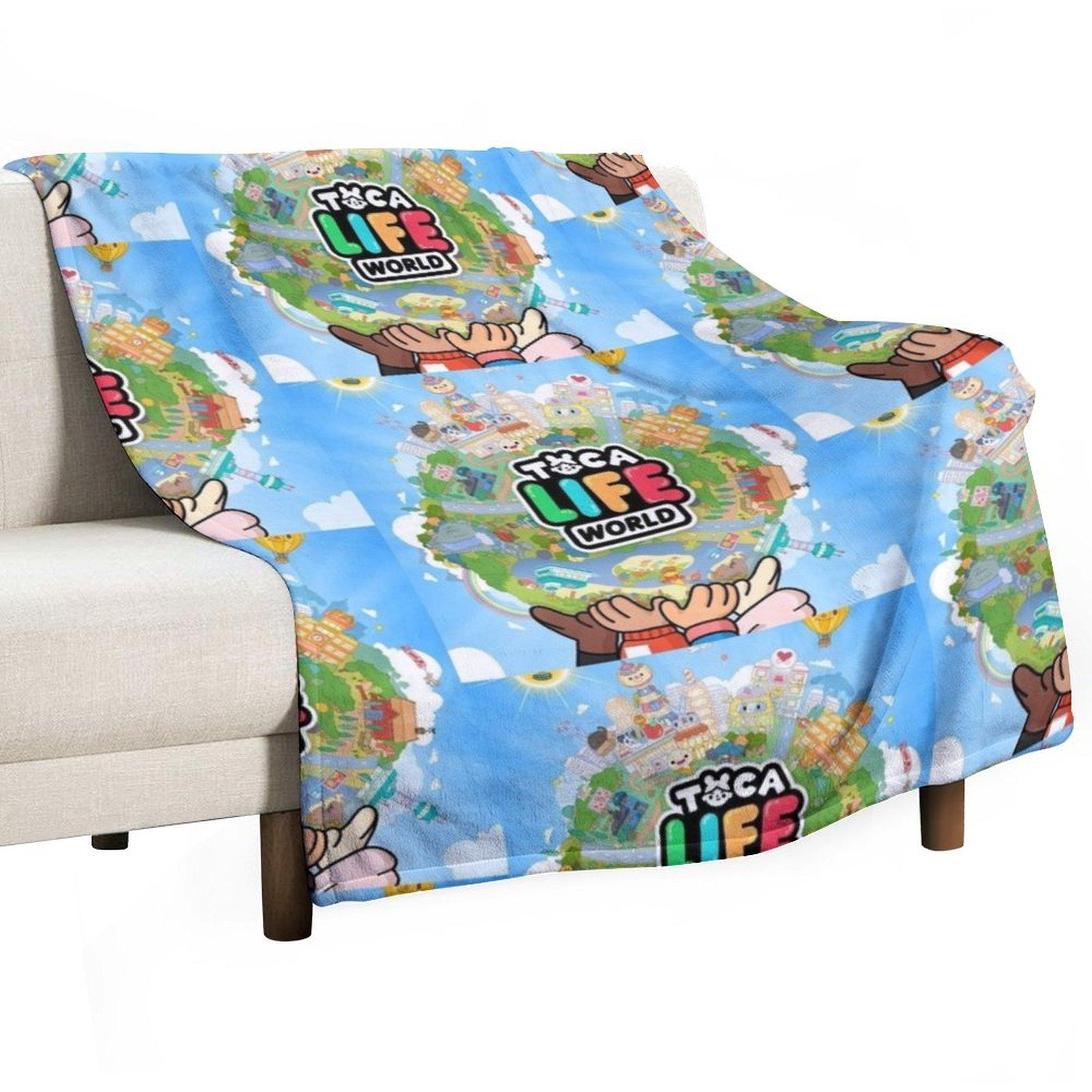 Toca boca life kids happy Throw Blanket Plaid on the sofa Luxury Thicken Winter beds Nap Blankets 30x40in