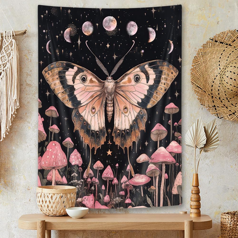 Moon Phase Tree Of Life Wall Tapestry Butterfly Floral Starlit Spiritual Decor Boho Mandala Wall Hanging Tapestrys For Bedroom