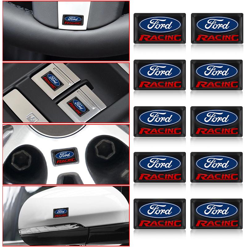 2/5/10Pcs Carbon Fiber Steering Wheel Car Logo Emblem 3D Stickers For Ford Focus Mondeo Kuga Fiesta MK7 Escort Explorer Edge 2 4 MK2 MK4