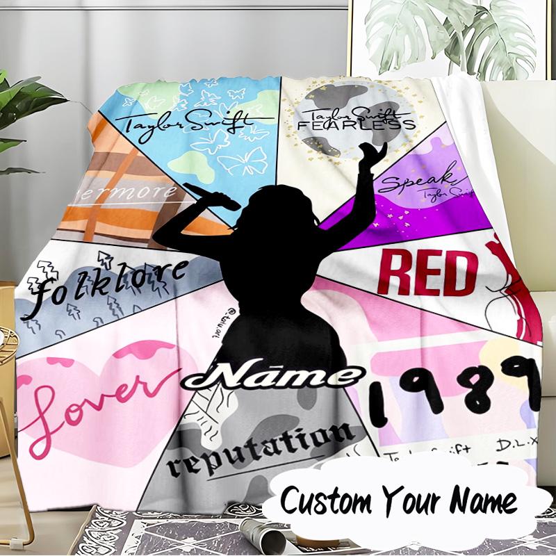 Custom Name Taylor Art Blanket  Ideal Bedding Blanket Perfect for Travel, Camping, Living Rooms, Offices, Sofas, Fan Christmas Gift