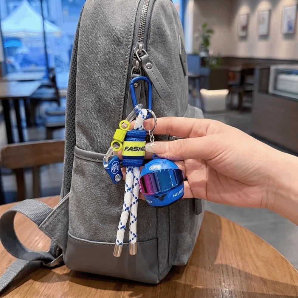 3D Motorcycle Helmet Keychain Weaving Rope Mini Helmets Keychain Helmet Key Fob Motorcycle Lovers