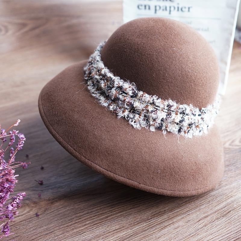 

French Retro Japanese Simple Temperament Mixed Blue Flat Top Top Hat Men S And Women S Autumn And Winter Wool Felt Hat British Tide M（56-58cm）