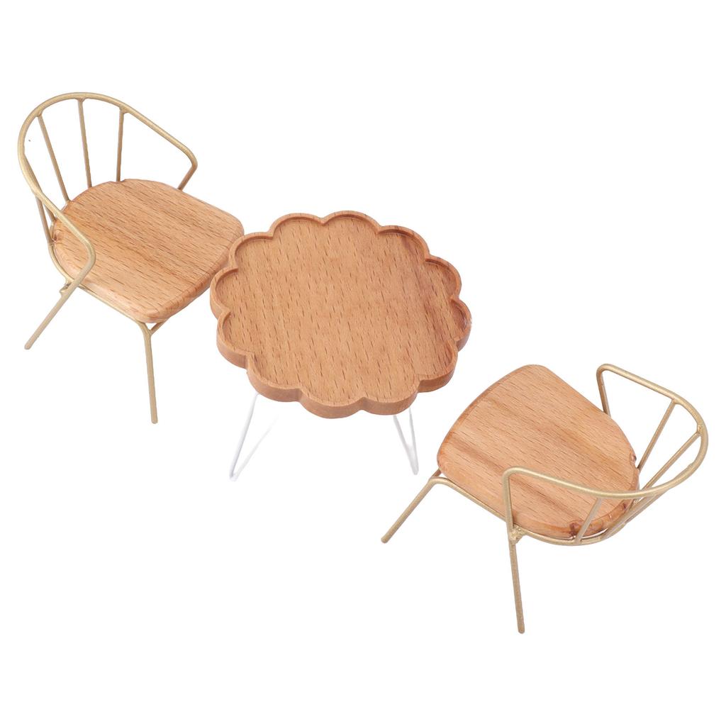 1:Maßstab 1:12 Puppenhaus Mini Tisch Stuhl Realistisch Sammlerstück Kleiner Holz Miniatur Tisch Stuhl für