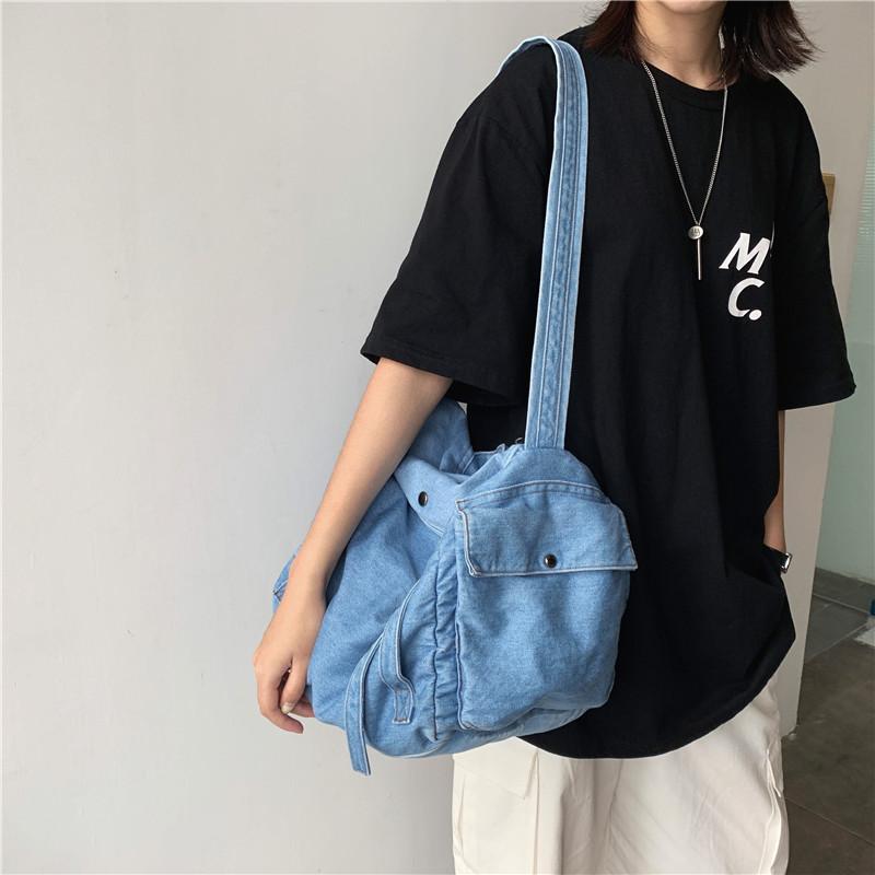 Dámská džínová crossbody taška Velkokapacitní taška přes rameno