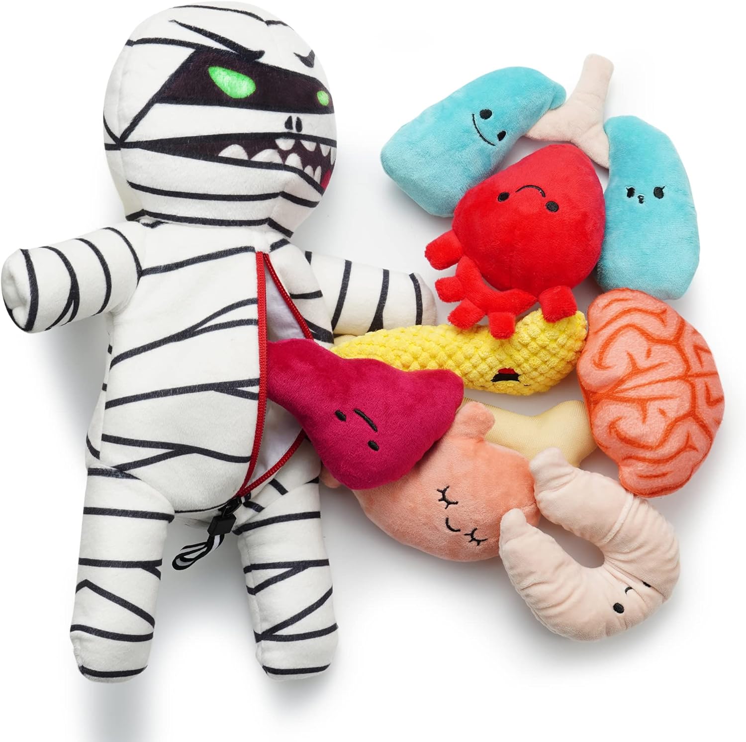 

Halloween Zombie Mummy Dog Toys with Organs Funny Cool Squeaky Chew Toy for Puppies Plush Stuffed Puzzle Dog Training Hide Seek