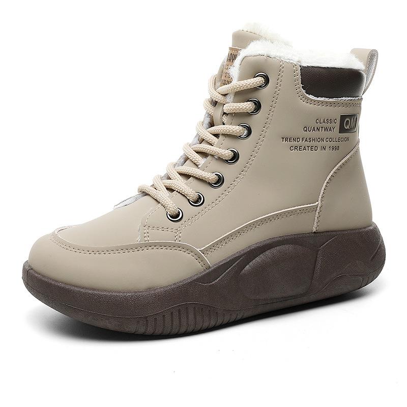Plush Cotton Shoes 2024 Winter High Top Board Shoes Women's Shoes Casual Warm Street Shooting Trend Student Korean Version