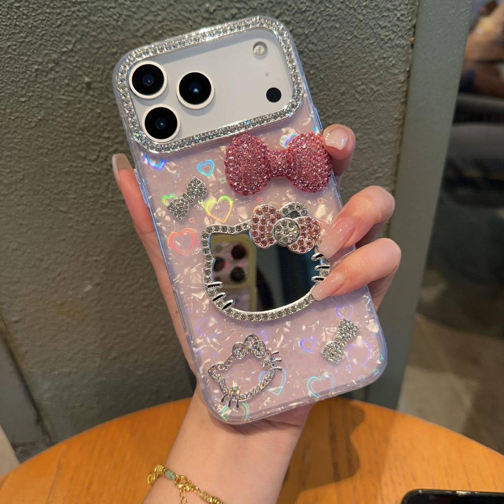 Electroplated Large Mirror Frame Shell Pattern Is Suitable for Honor 600 Mobile Phone Case Magic8 Luxury Rhinestone Butterfly KT Mirror