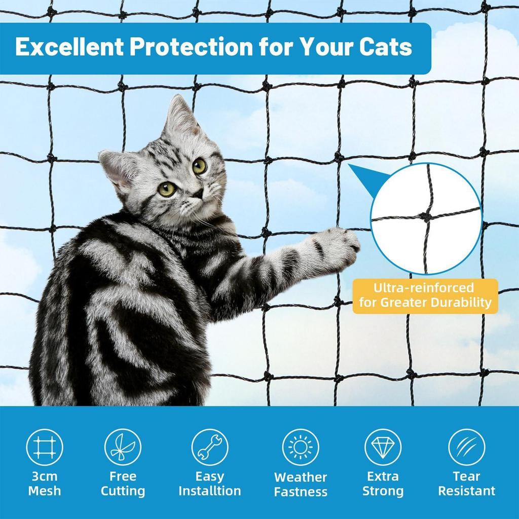Cat Netting All-Weather Protector Fence Balcony Safety Net Cat Barrier For Indoor Animals Window Patio Apartment Outdoor Deck