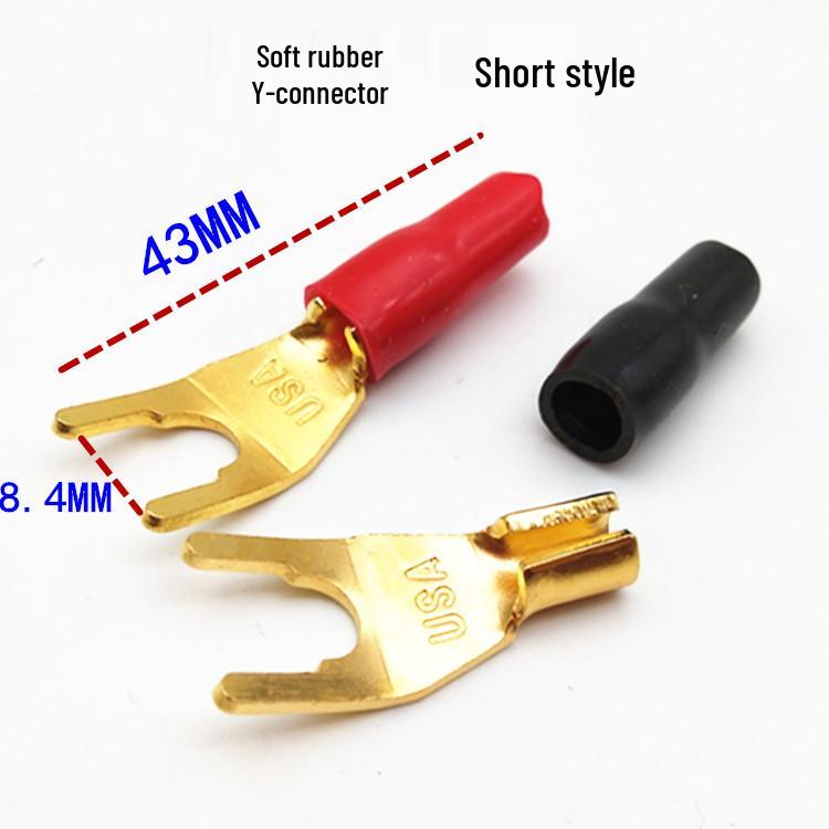 Gold-Plated Copper Speaker Cable with Soft Rubber, Red & Black Banana, Y or U-Type Plugs