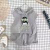 Girls Cotton Cartoon Print Tank Top And Shorts Set Fashionable Summer Two Piece Outfit For Kids