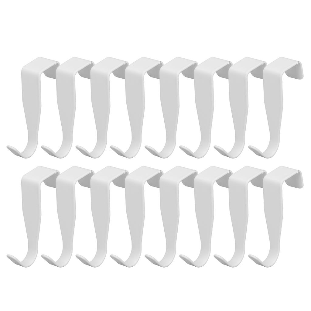 16pcs Door Hanging Hook Strong Bearing Capacity Stainless Steel Single Door Hanger for Cabinet Closet White