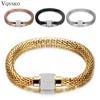 NEW Designer Jewelry Bijouterie Rhinestone Charm Bracelets for Women Stainless Steel Magnet Clasp Crystal Bracelets & Bangles