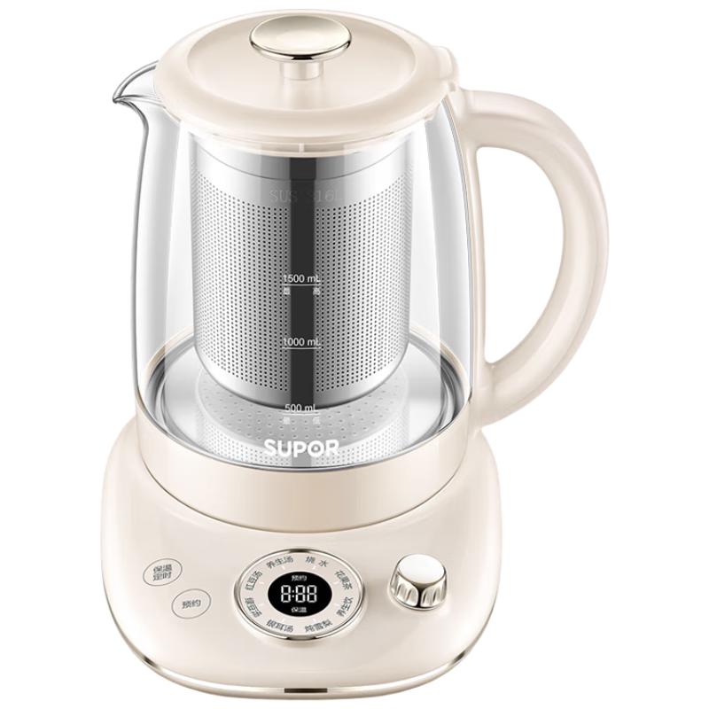SUPOR 1.5L Smart Glass Health & Flower Tea Pot CN plug (adapter included)