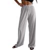 Damen Rippstrick Hose mit Kordelzug Weiter Bein Elastischer Bund Lässige Loungehose