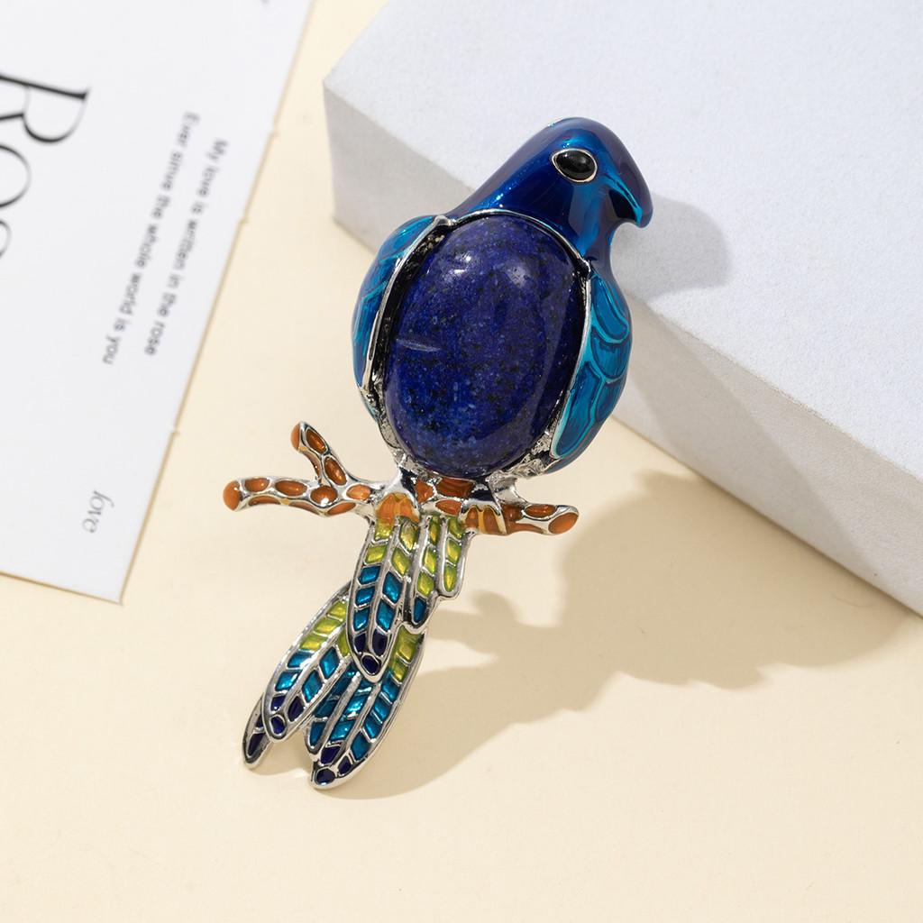 Parrot Enamel Brooch Pin With Shell Inlay For Diy And Jewelry Making
