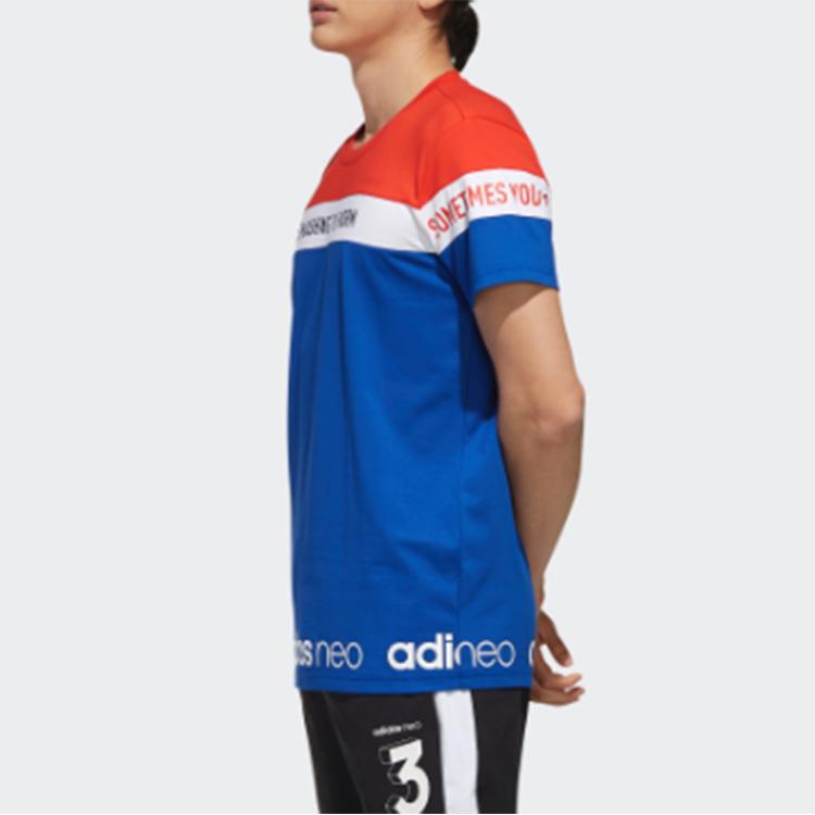 Adidas Neo Sport Round Neck Straight T-Shirt Men Tops Red Blue EJ7073