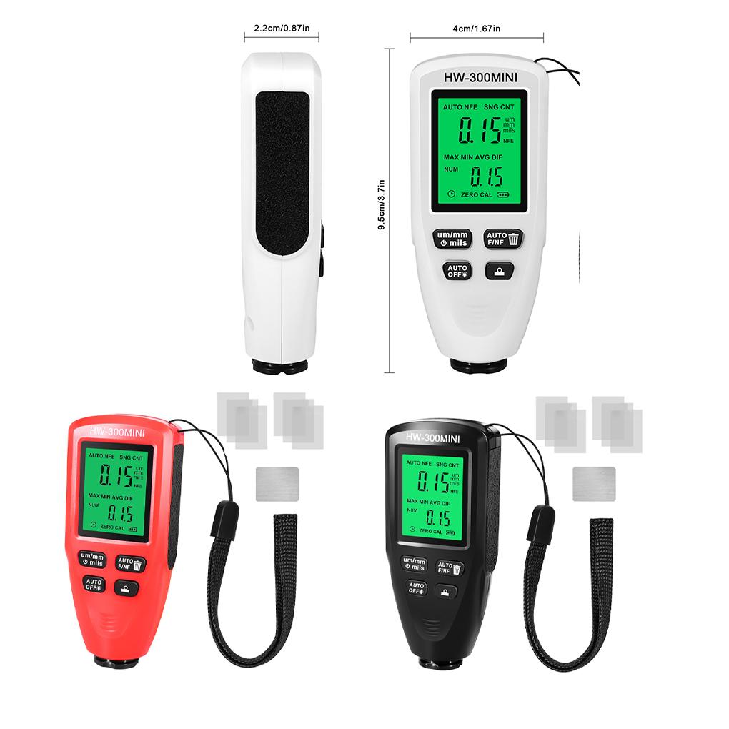 Probe Car Paint Thickness Gauge Electroplate Metal Tester Meter High-precision LCD Painting Measuring Tool Black