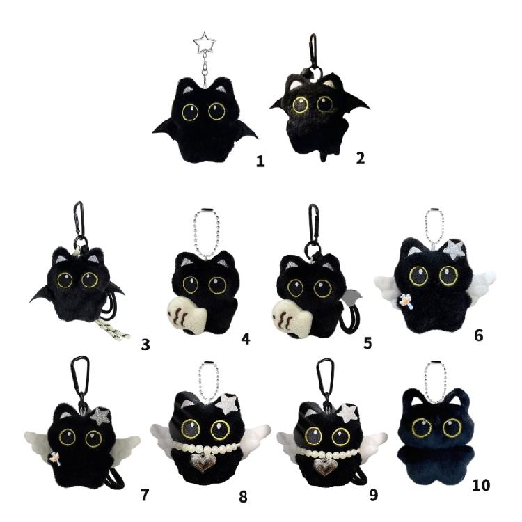 Chaveiro de Gato de Pelúcia Asa Fantasmagórica Estilo Fofo Adorável Pingente de Bolsa Material Macio Presente Para Decoração de Halloween Natal