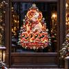 Zodiac Sheep Glass Decorations 2027 New Year Flame Goat Static Sticker, PVC Window Cling with Pine Branches Red Berries and Easy Apply Decals