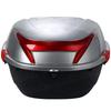 Motorcycle Rear Box, Top Case, Tail Box with Key Lock, Holds Two Half-Hels (Silver, Large)