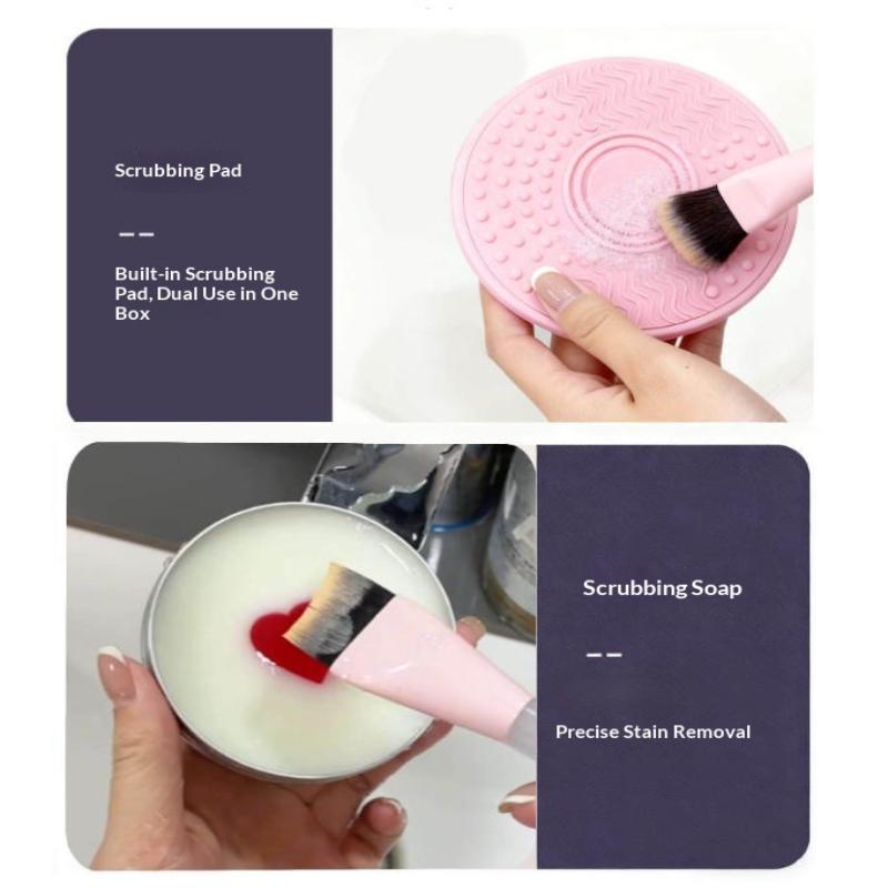 Cute Heart Shaped Makeup Brush Cleaning Soap 100g For Silicone Pad Cosmetic Sponge & Beauty Tool Washer Quick-Dry Deep Clean