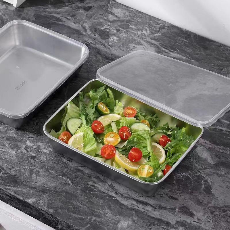 Stainless Steel Fresh Keeping Box Airtight Food Storage Container With Lid Lunch Bento Food Box Outdoor Picnic Camping Tool