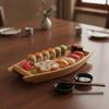 Sushi Boat Serving Tray Solid Wood Wooden Microwave with