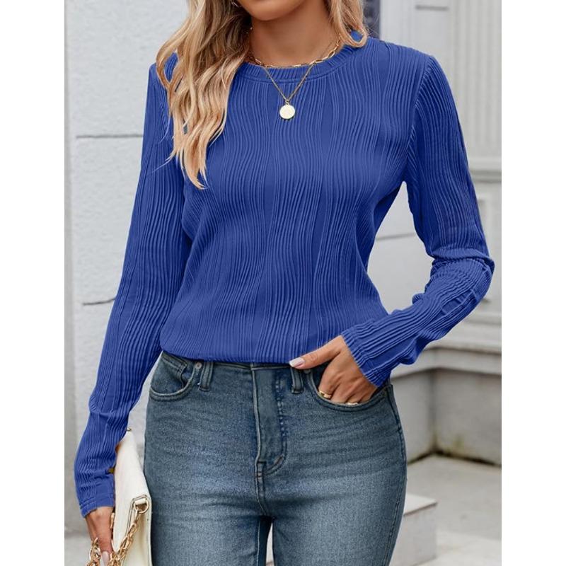 BITCED Women's Fashion Casual Long Sleeve O-Neck Blouses & Shirts