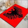 Red Background Black Double Headed Eagle Print Area Rug, Non Slip Soft Floor Mat Medieval Heraldic Home Decor Carpet